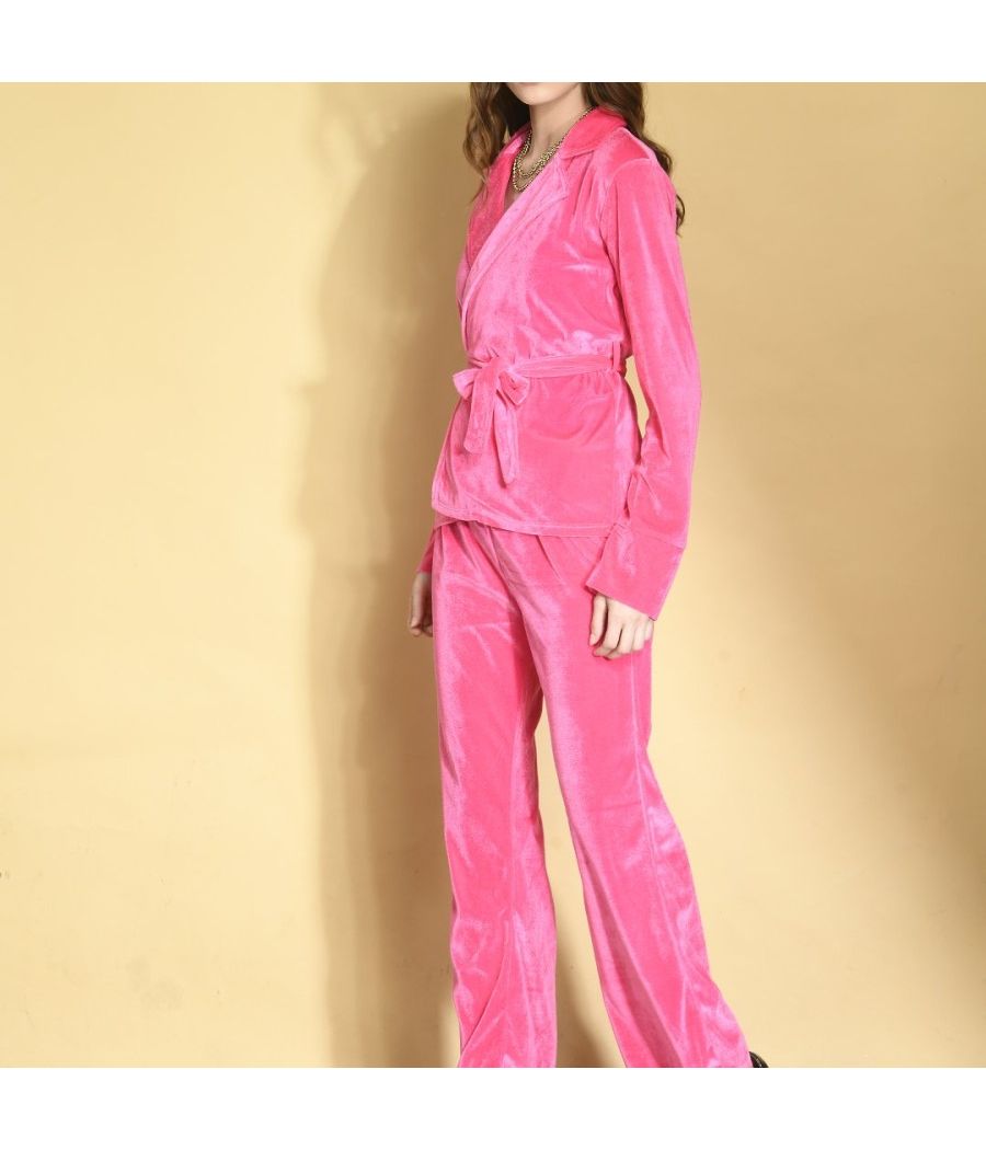 Velvet pretty pink pantsuit cord-set