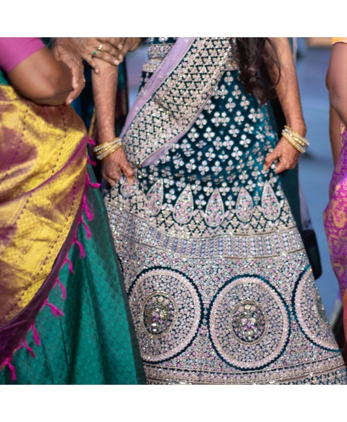 Buy Dark Red Velvet Embroidered Bridal Lehenga Online in India @Mohey -  Lehenga for Women