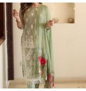 Georgette based green pakistani style kurta set