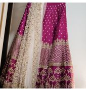 Pink medium lengthen ha with skirt blouse and duppata