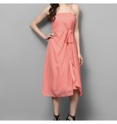 Street9 peach colored printed fit and flare dress