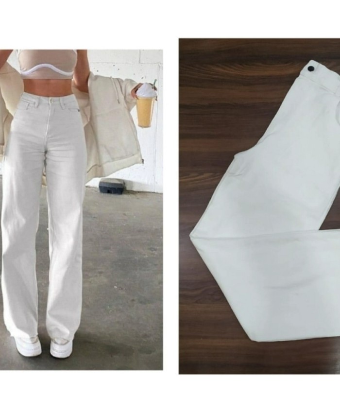 White High Waisted Flared Jeans