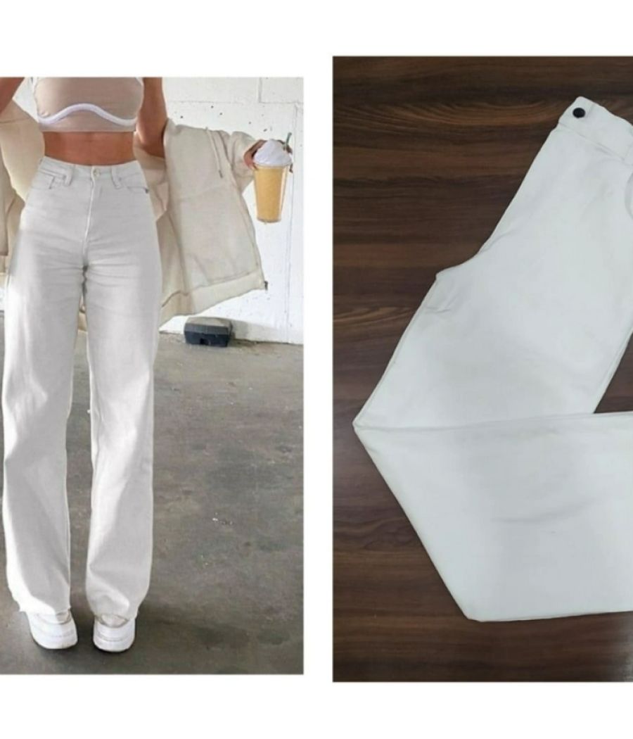 White High waisted flared jeans