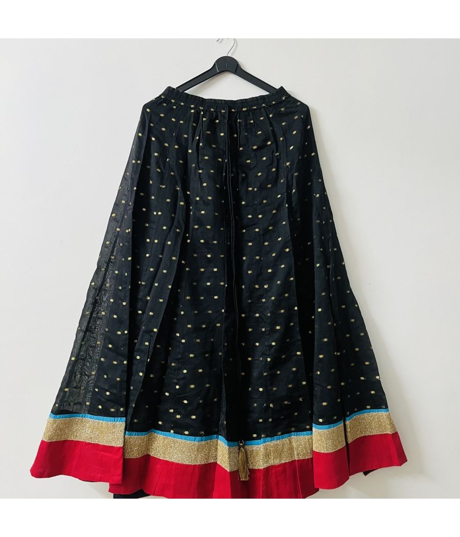 Black skirt and blouse with zari work