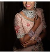 Bridal heavywork peach color bridal lehenga