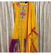 Rajvee Womens Embroidered Net Anarkali Kurta Suit