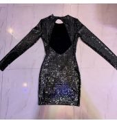 Black and sliver shimmery and      backless party dress