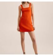 MANGO Women Orange Solid Sheath Mini Dress