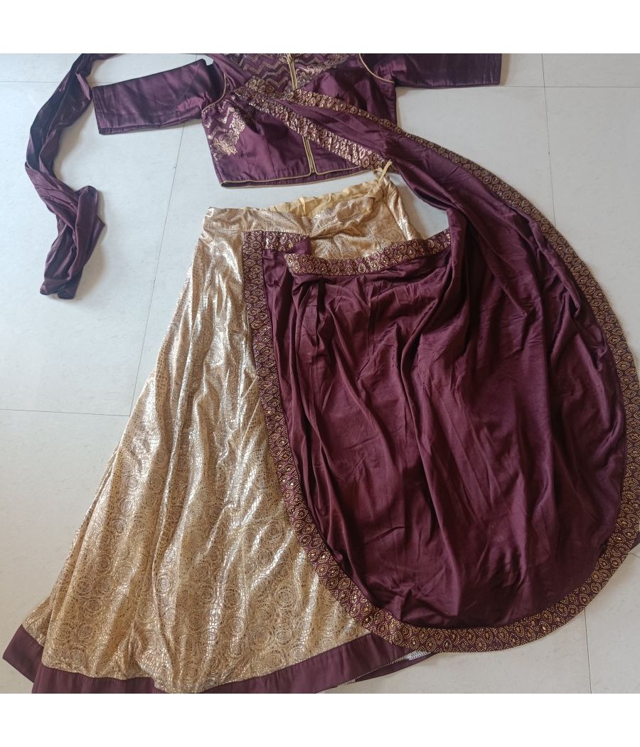 Western dress with dupatta - Coffee color