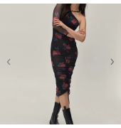 Nasty gal floral bodycon ruched dress