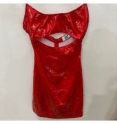 Faux leather red bodycon dress