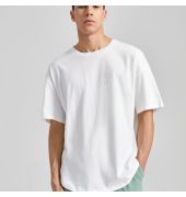 1 Loose fitted Solid White Drop Shoulder T-shirt For Men