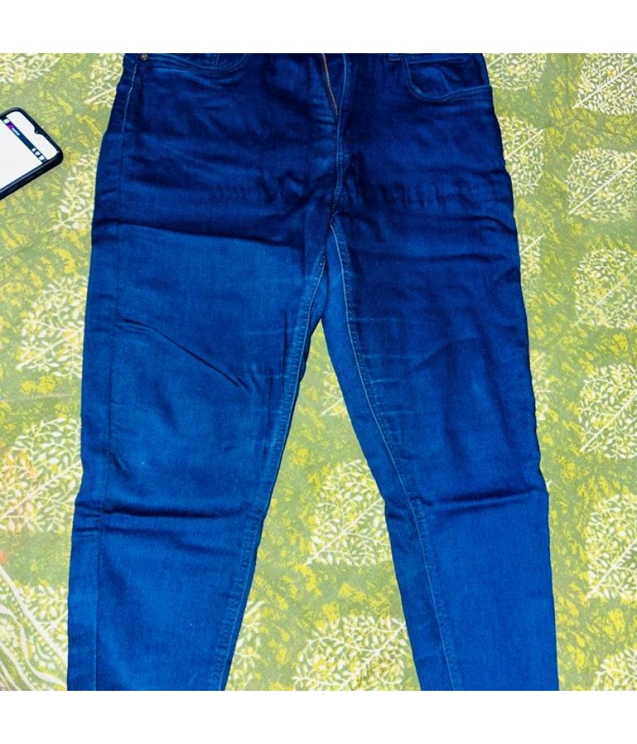 Blue jeans doubled button high waist