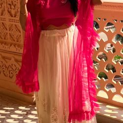 HOT PINK RUFFLE GHAGRA BLOUSE