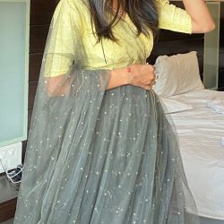 YELLOW GREY LEHENGA