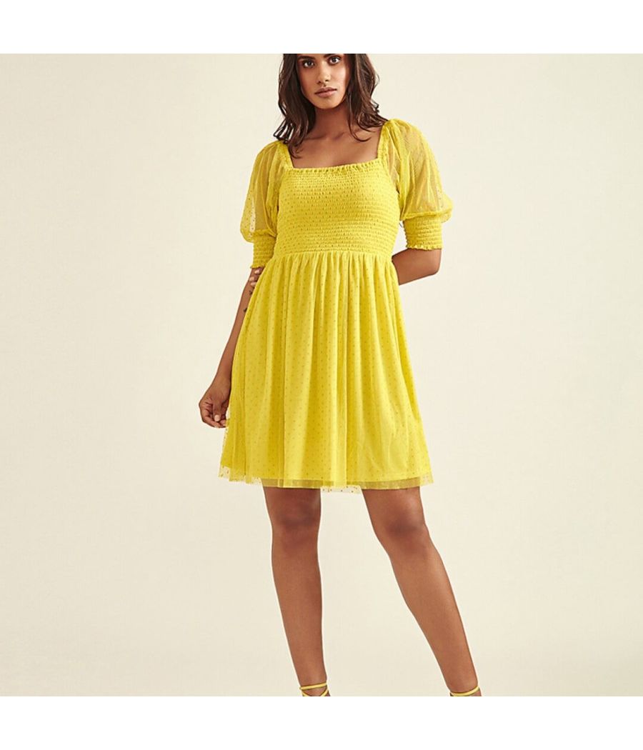 Yellow Solid and Flare Dress