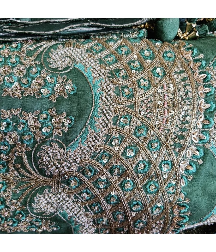 Ready to wear Green gorgeous bridal lahenga with a dupatta