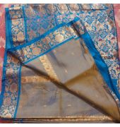 Kanchi silk saree double blue colour