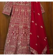 Red Designer Embroidered  Gown