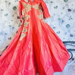 Coral Anarkali with Dupatta