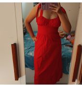 H and M red retro dress