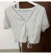 Zara Crop top White Striped Size Medium