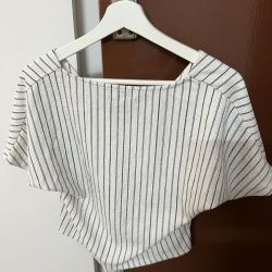 Zara Crop top White Striped Size Medium