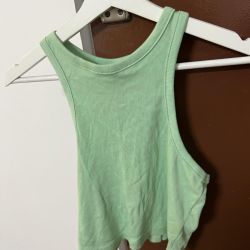 H and M Crop top tee Peach Green Size Medium