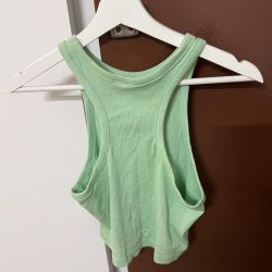 H and M Crop top tee Peach Green Size Medium