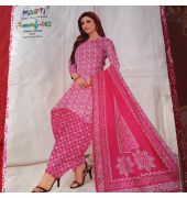 Light pink white slub cotton material with embroidery work