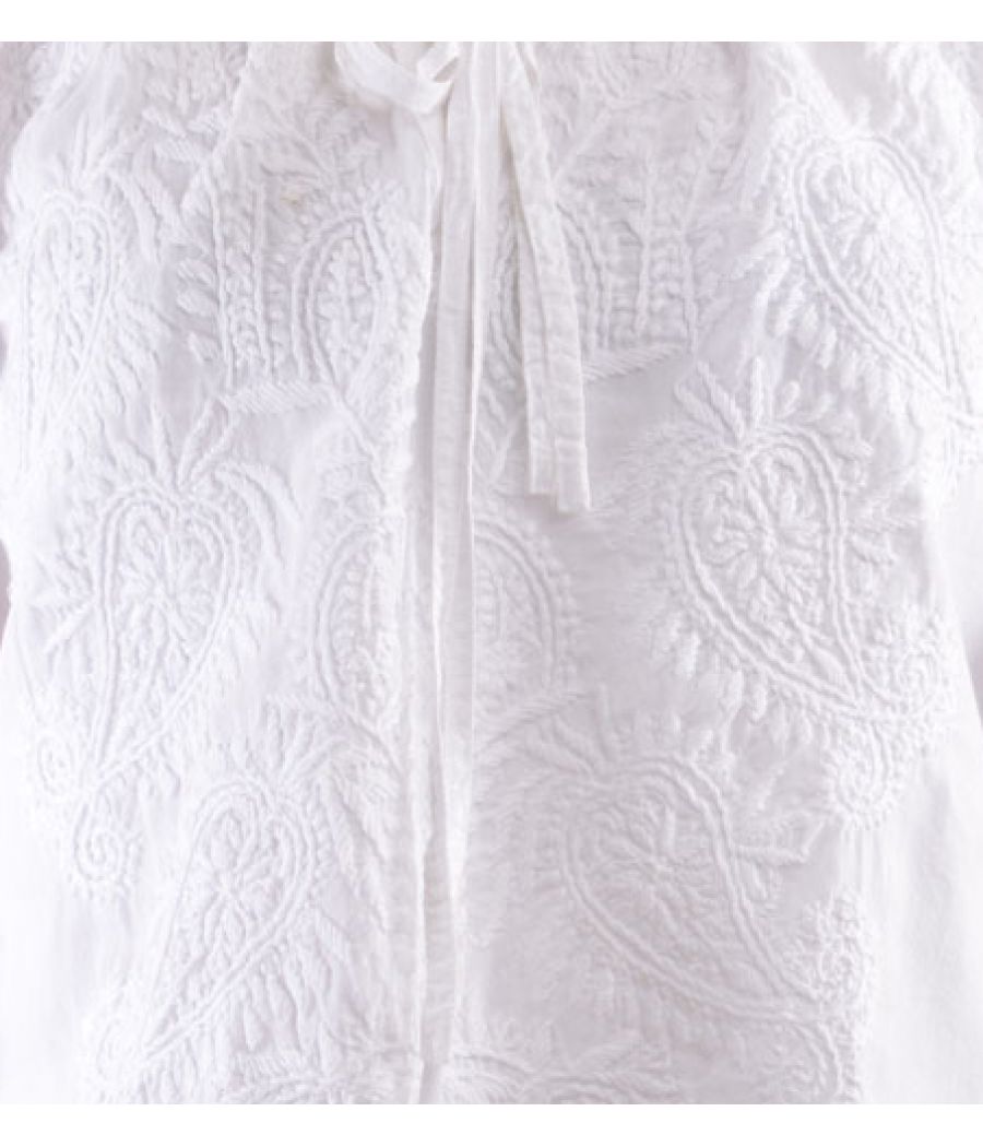 Samson Cotton Solid Embroidered White Tunic 