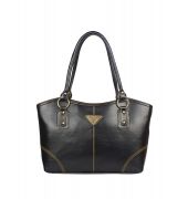 Aliado  Faux Leather Black Zipper Closure Formal Handbag 