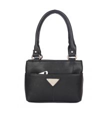 Aliado   Faux Leather Black Coloured Zipper Closure Formal Handbag 