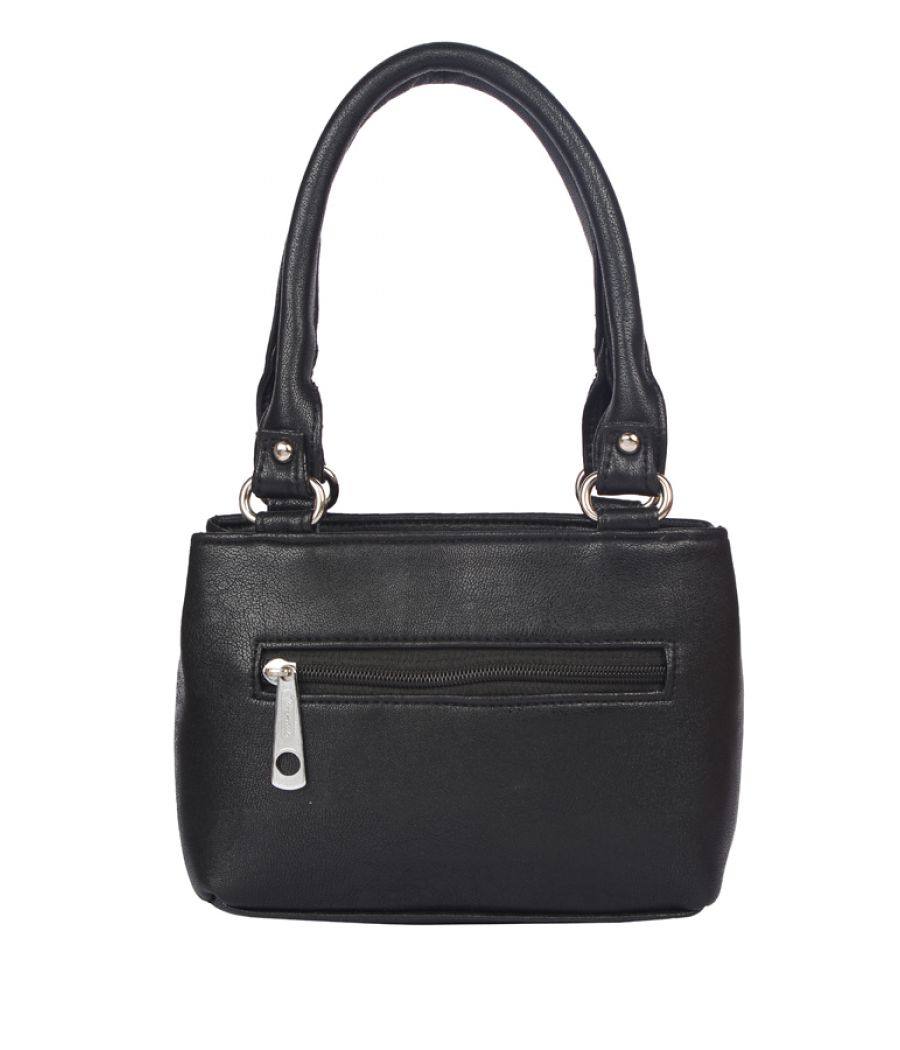 Aliado   Faux Leather Black Coloured Zipper Closure Formal Handbag 