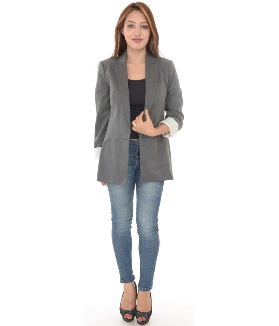Zara Basic Grey Wool Look Long Coat