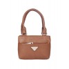 Aliado   Faux Leather Coffee Brown Zipper Closure Formal Handbag 