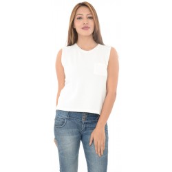 Mango Casual White Front Pocket Top