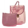 Aliado PVC Solid Pink Tuck Lock Stylish Backpack Combo