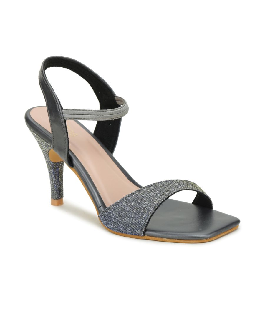 Estatos Ankle Strap Open Toe Grey Color Kitten Heel Sandals	