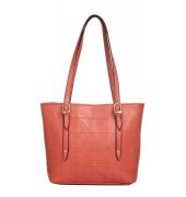 Aliado Faux Leather Solid Peach Zipper Closure Handbag 