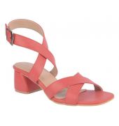 Estatos Synthetic Leather Buckle Closure Cross           Strap Red Sandals