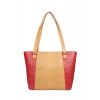 Aliado  Faux Leather Beige and Red Coloured Zipper Closure Formal Bag 