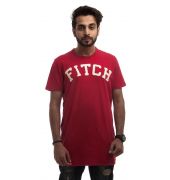 Abercrombie Polycotton Red & White Plain Patch Work Regular Fit Casual T-shirt