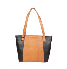 Aliado Faux Leather Brown and Black Coloured Zipper Closure    Formal Handbag 