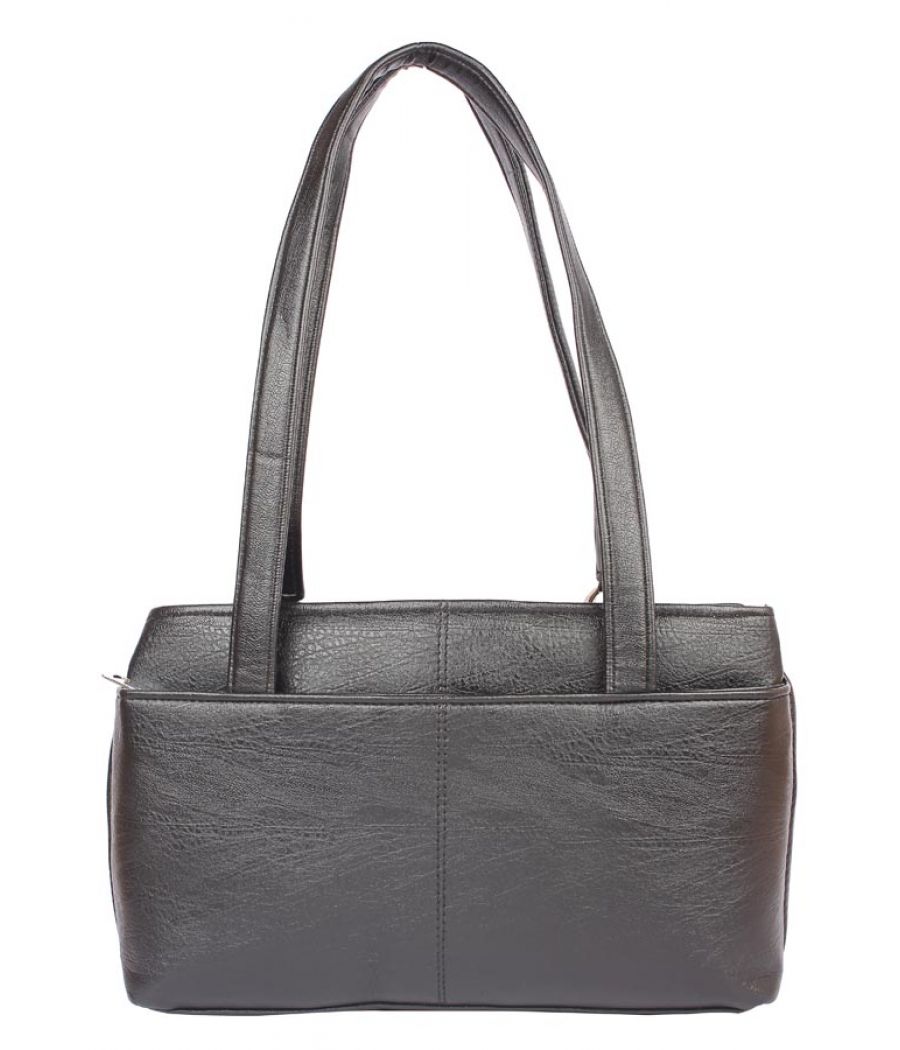 Aliado Faux Leather Black Coloured Zipper Closure Handbag 