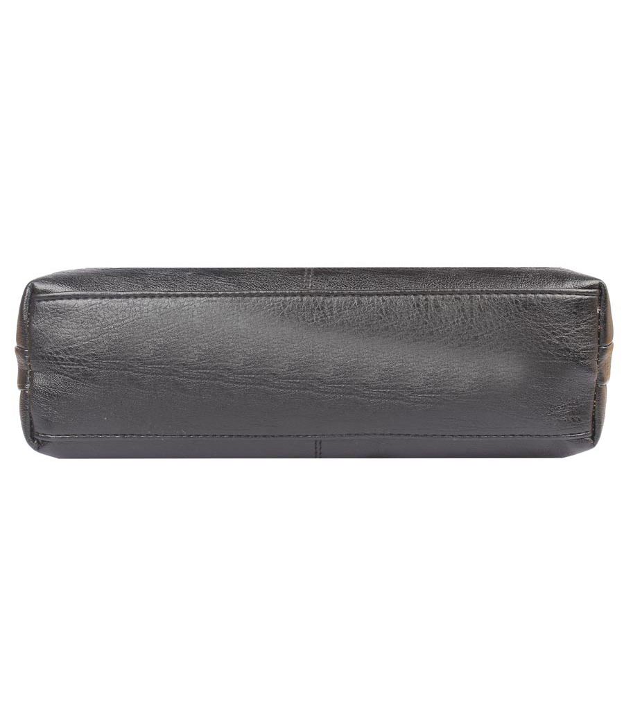 Aliado Faux Leather Black Coloured Zipper Closure Handbag 