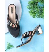 Estatos Block Heels Black Sandals for Women (P12V1146)	