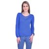 Estance Crepe Solid Round Neck Full Sleeved Blue Casual Top