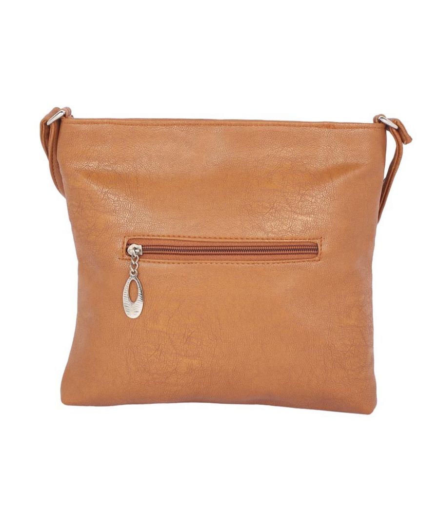 Aliado Faux Leather Mustard Coloured Zipper Closure Handbag 