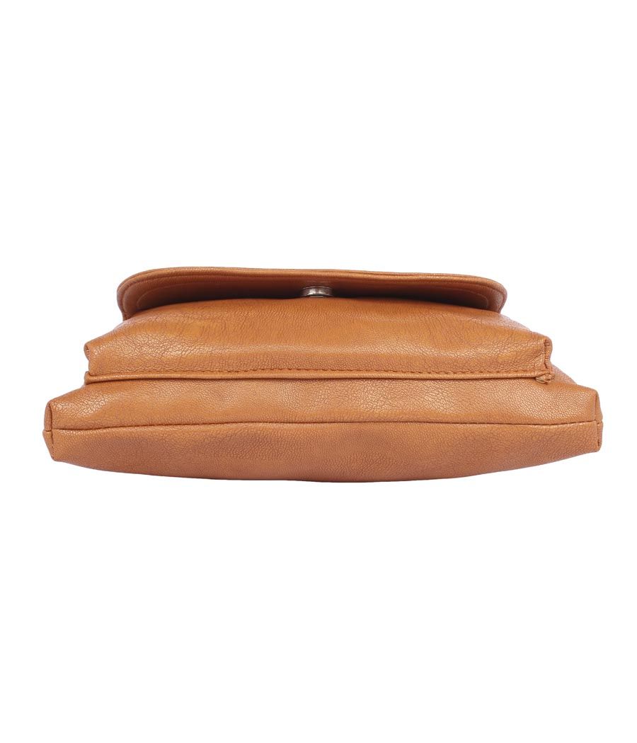 Aliado Faux Leather Mustard Coloured Zipper Closure Handbag 